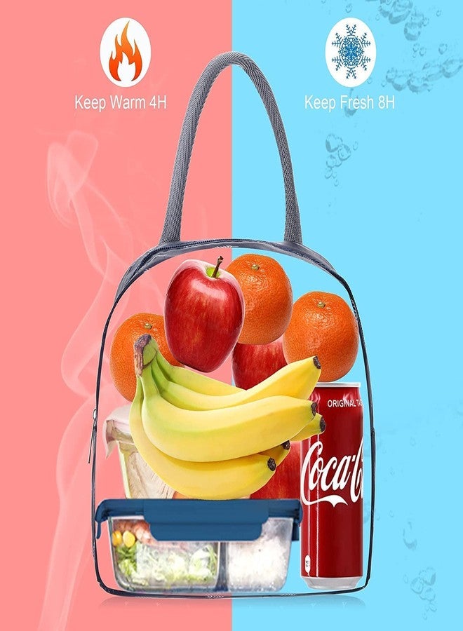 AKRIZA Insulated Lunch Bag for Women Men, Reusable Lunch Tote Lunch Box Organizer Cooler Bag with Front Pocket for Work Travel Picnic (Blue Feather) - Image 5